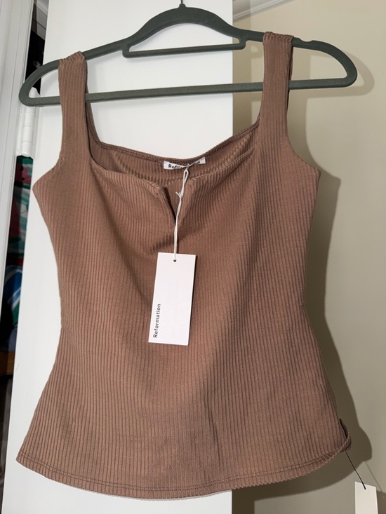 Reformation Tops - Reformation Ribbed Square-Neck Ossie Knit Tank in Clay Brown - NWT
